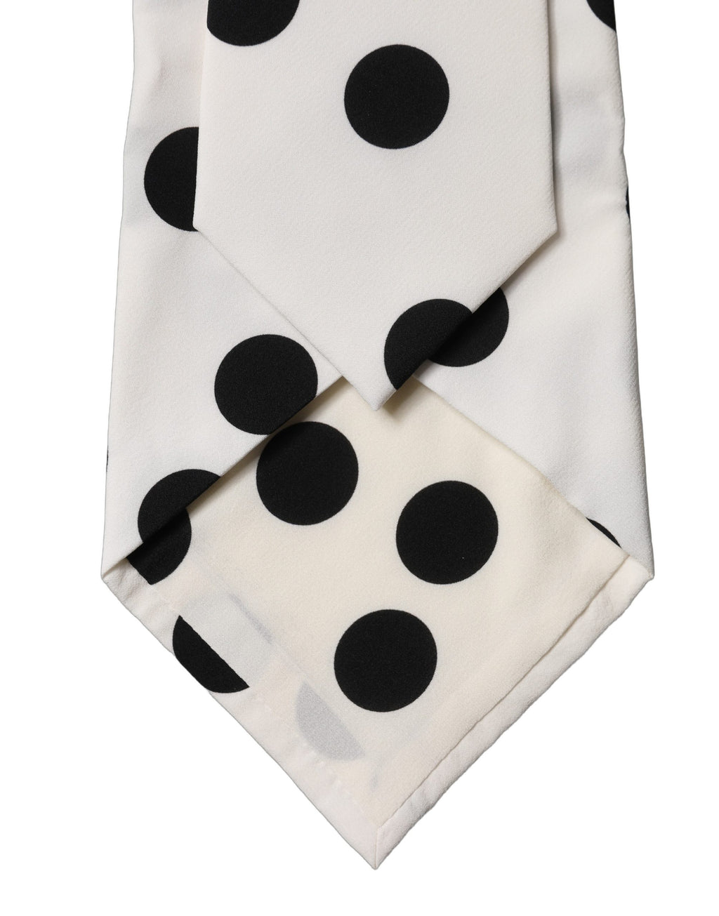 Dolce & Gabbana White Black Polka Dot Silk Adjustable Women Necktie Tie