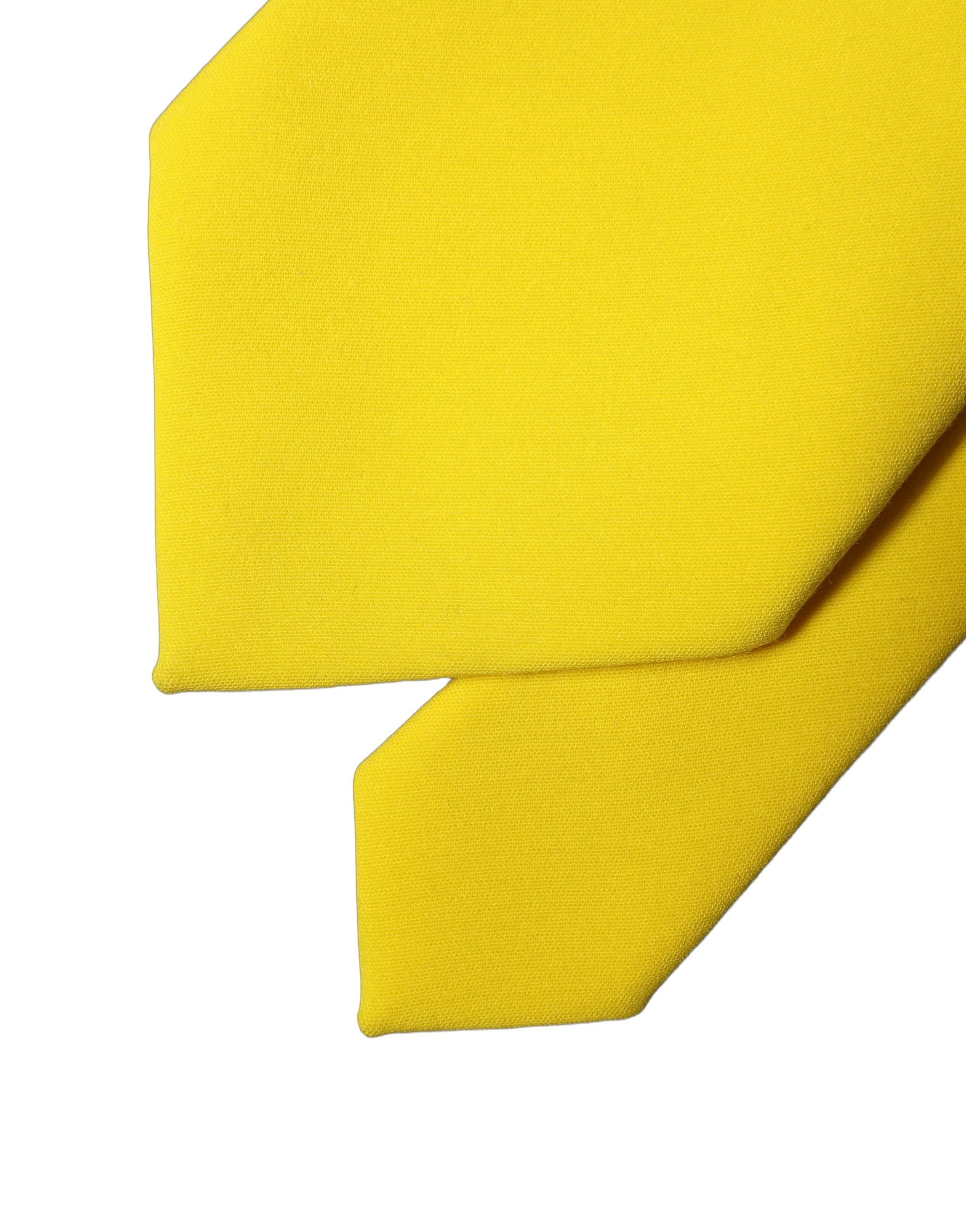 Dolce & Gabbana Yellow Solid Polyester Adjustable Women Tied Necktie Tie