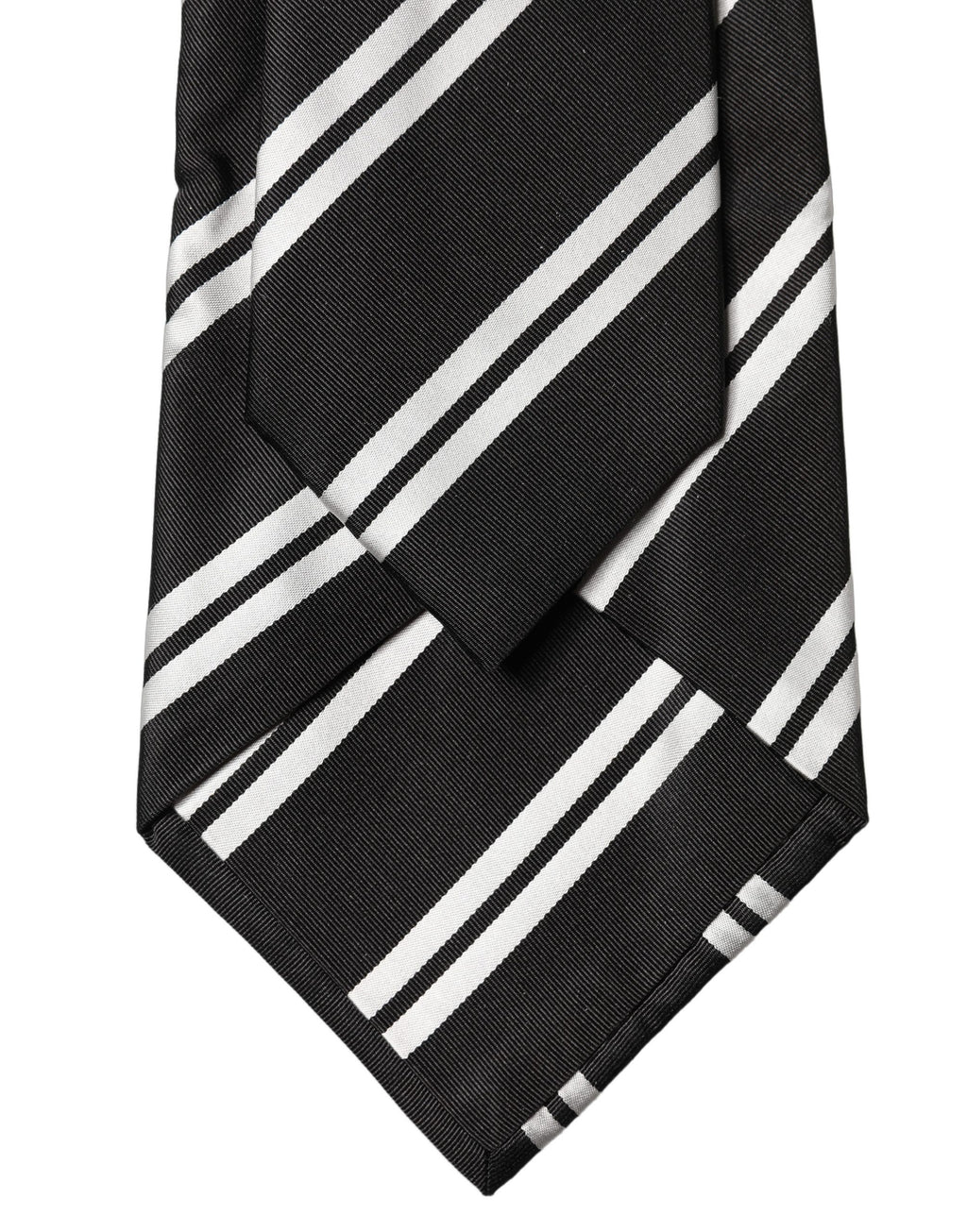 Dolce & Gabbana Dark Gray White Stripes Silk Adjustable Women Necktie Tie