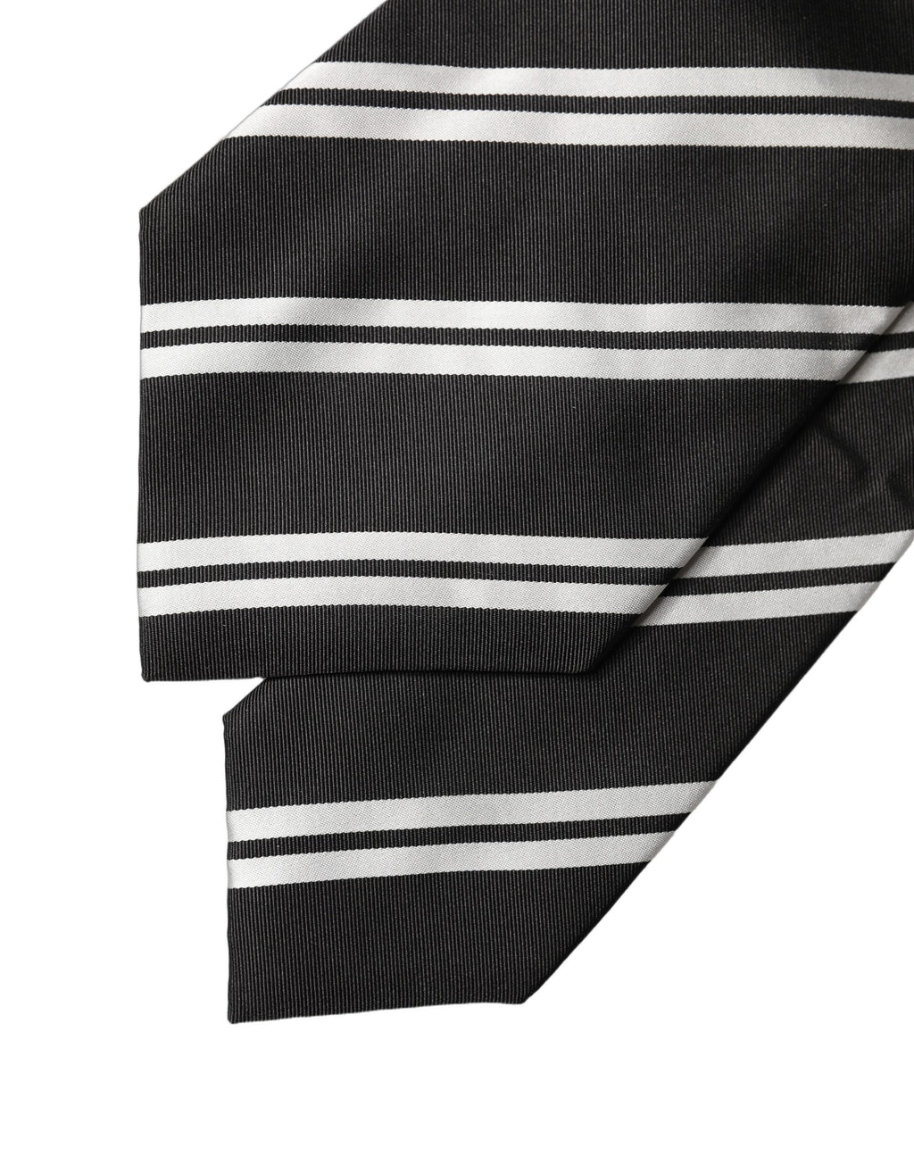 Dolce & Gabbana Dark Gray White Stripes Silk Adjustable Women Necktie Tie