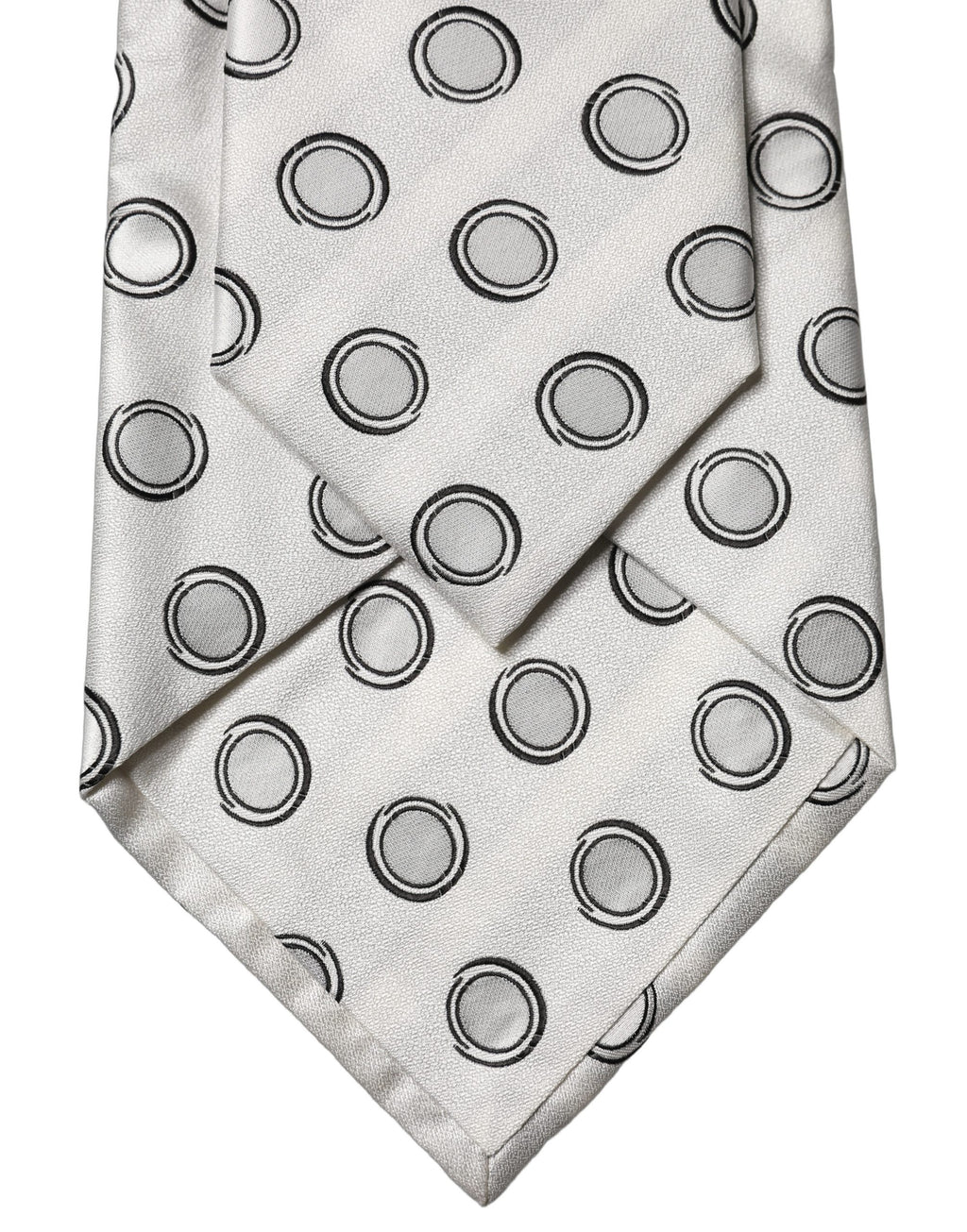 Dolce & Gabbana White Gray Polka Dot Silk Adjustable Women Necktie Tie