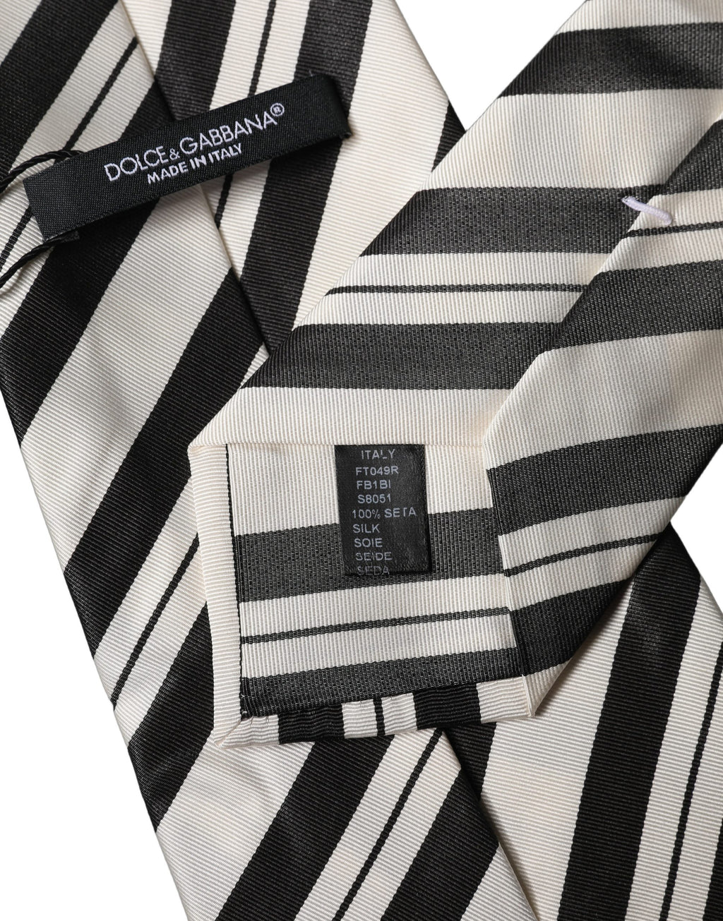 Dolce & Gabbana Black White Stripes Silk Adjustable Women Necktie Tie