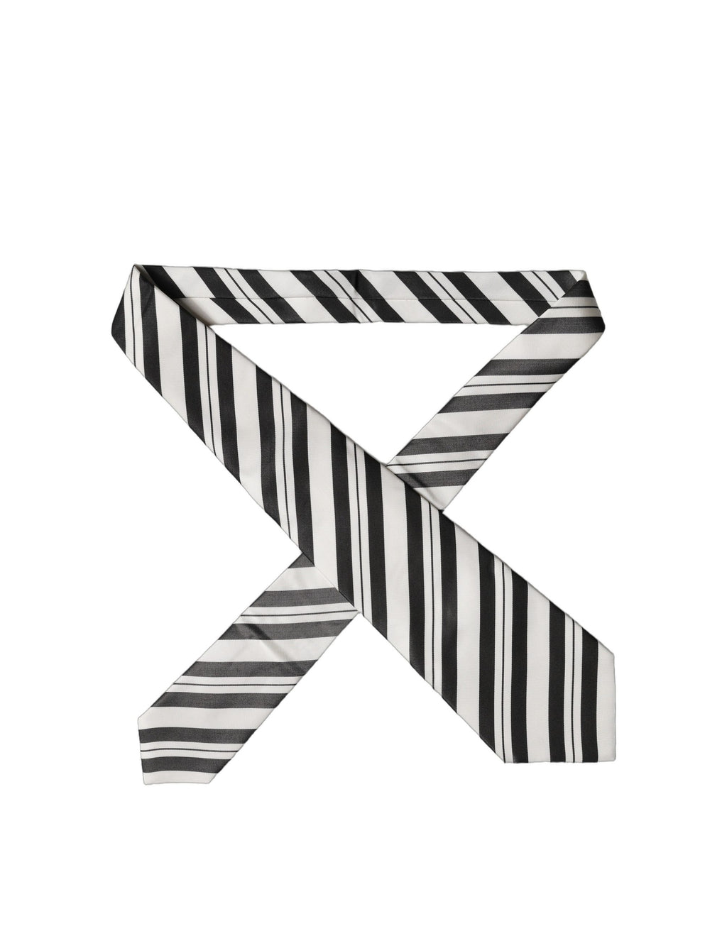 Dolce & Gabbana Black White Stripes Silk Adjustable Women Necktie Tie