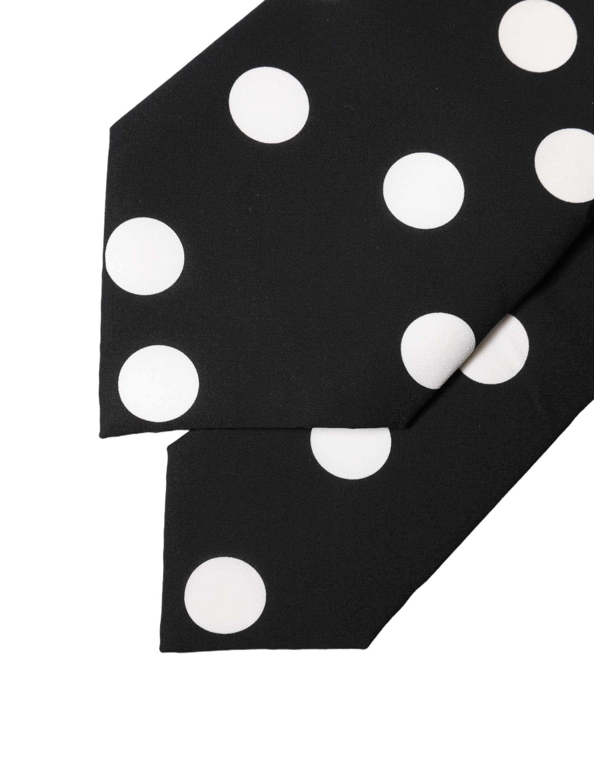 Dolce & Gabbana Black White Polka Dot Silk Adjustable Women Necktie Tie