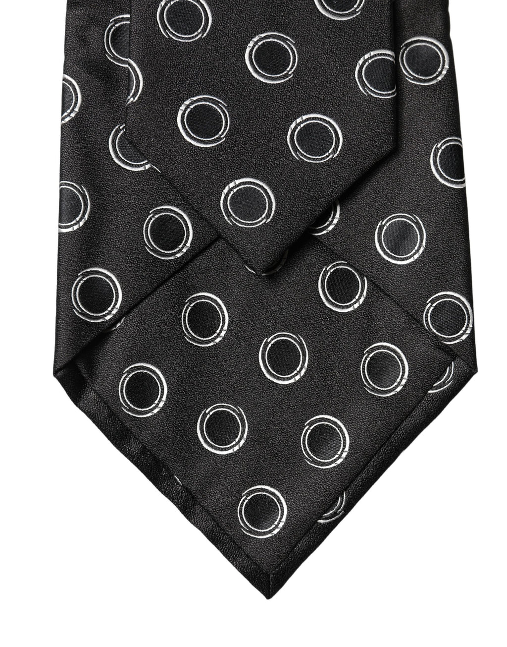 Dolce & Gabbana Dark Gray White Polka Dot Silk Adjustable Women Necktie Tie