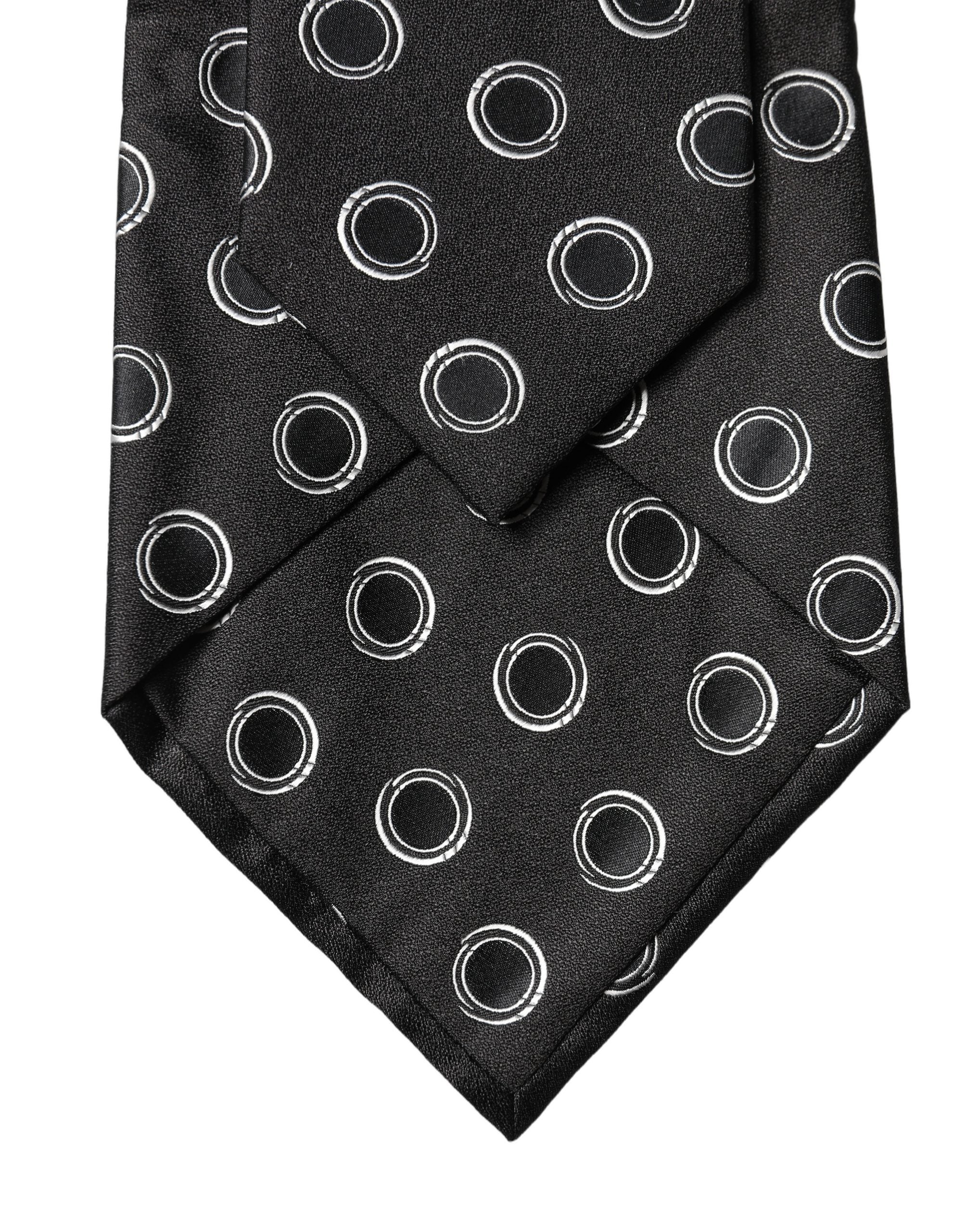 Dolce & Gabbana Dark Gray White Polka Dot Silk Adjustable Women Necktie Tie