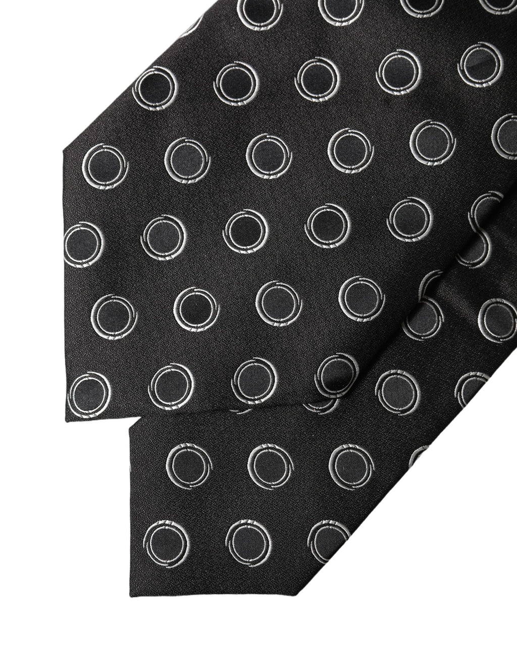 Dolce & Gabbana Dark Gray White Polka Dot Silk Adjustable Women Necktie Tie