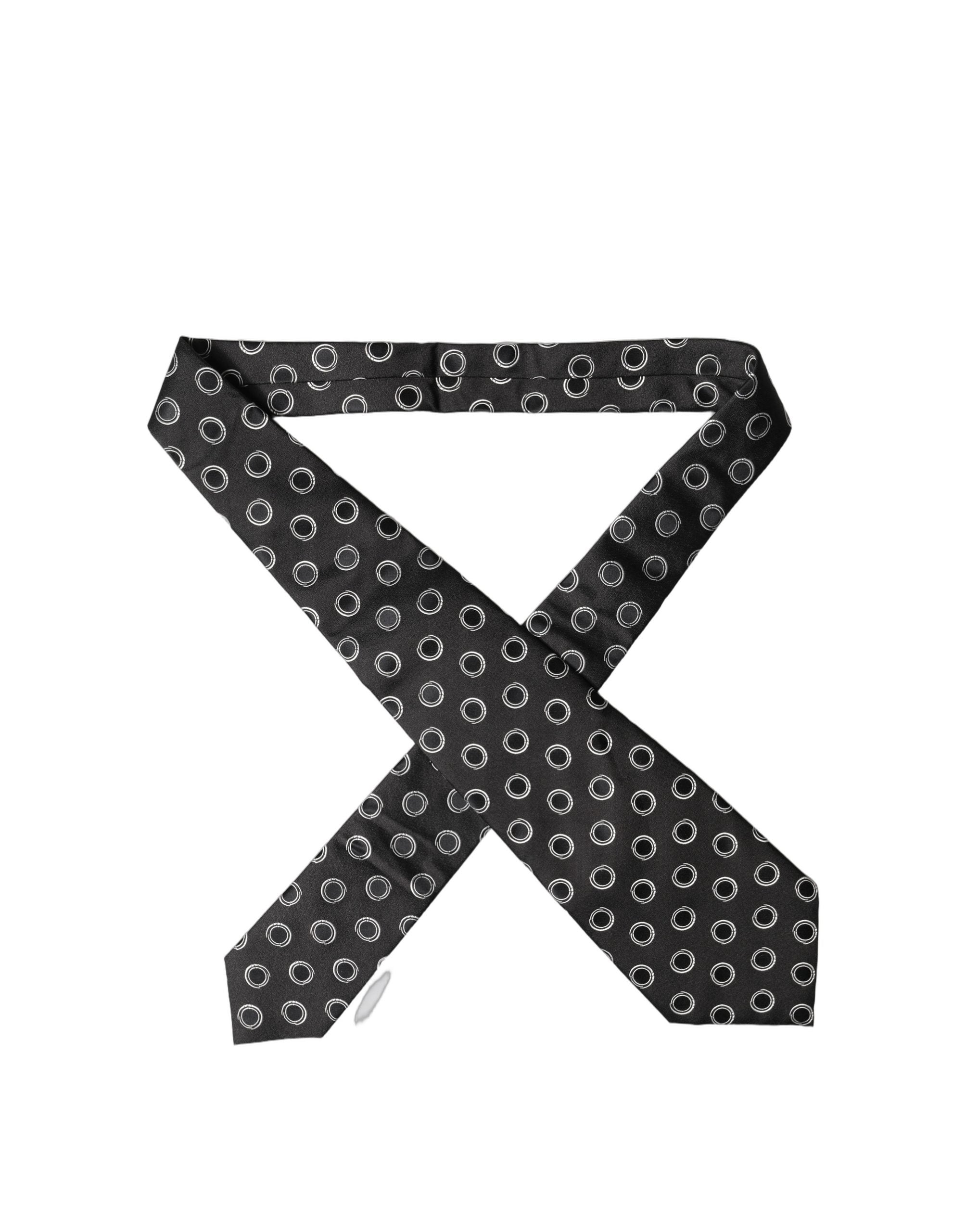 Dolce & Gabbana Dark Gray White Polka Dot Silk Adjustable Women Necktie Tie