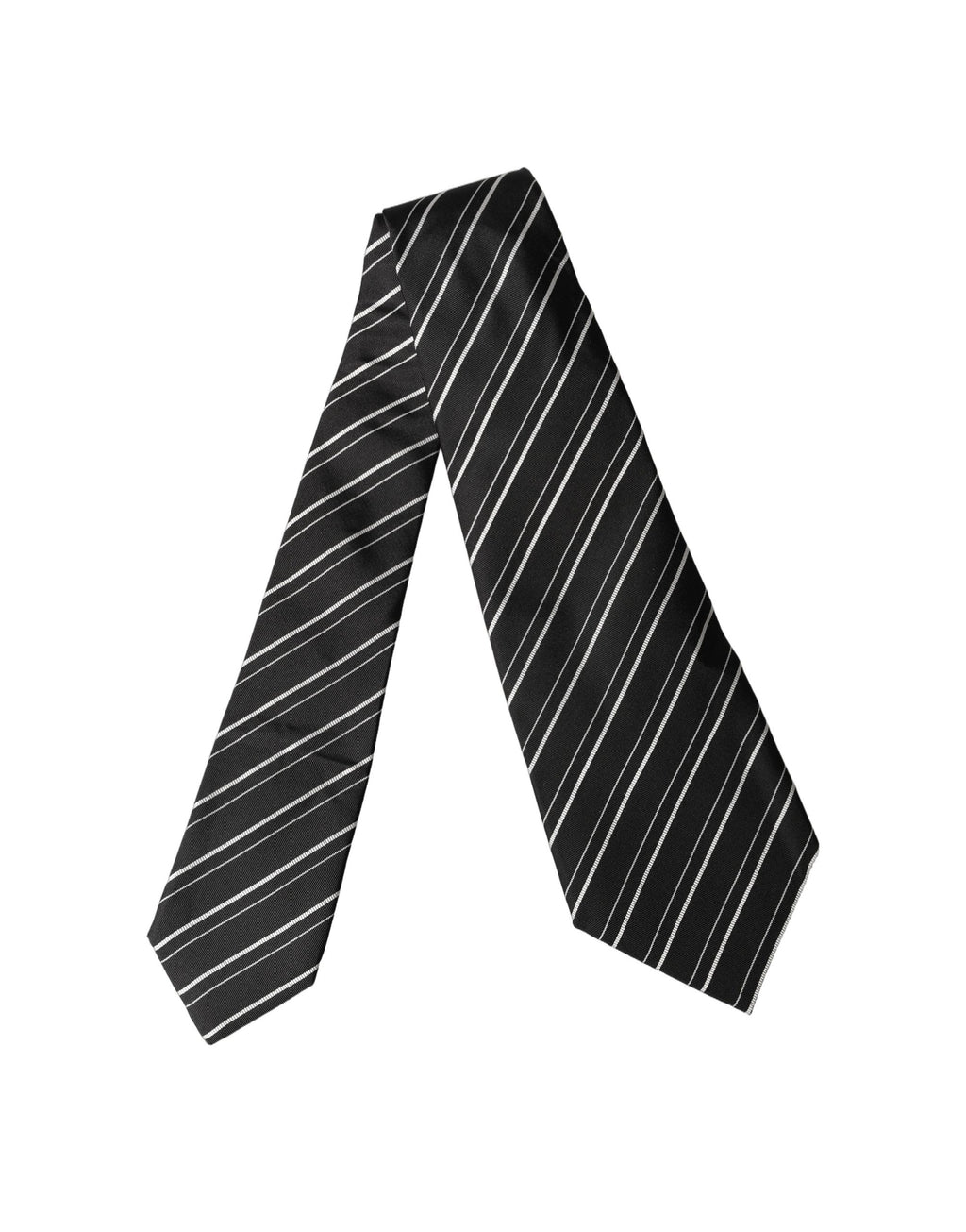 Dolce & Gabbana Dark Gray White Stripes Silk Adjustable Women Necktie Tie