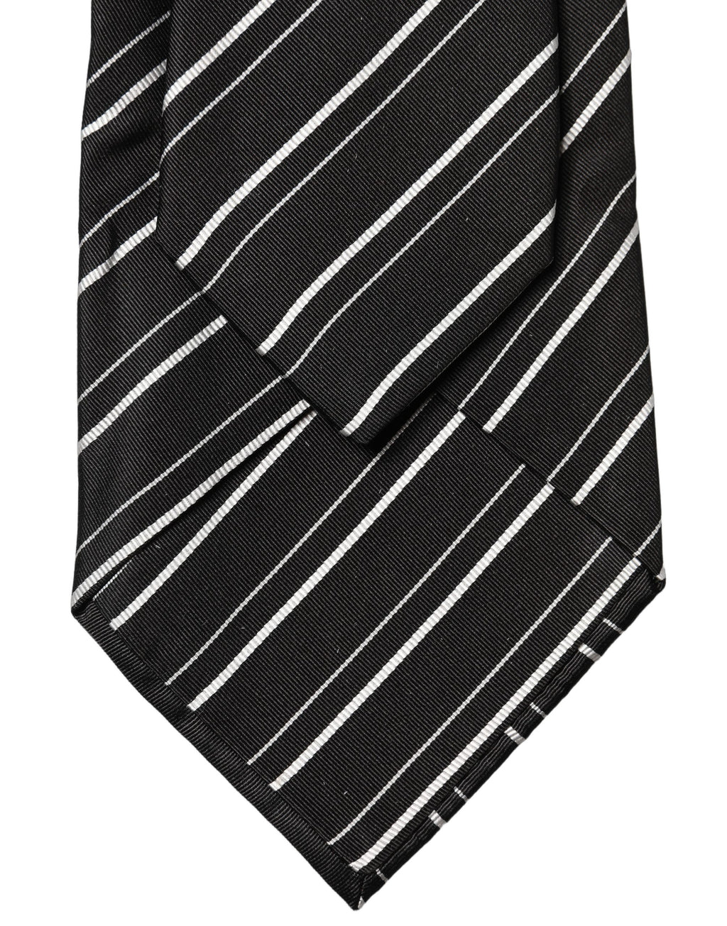 Dolce & Gabbana Dark Gray White Stripes Silk Adjustable Women Necktie Tie