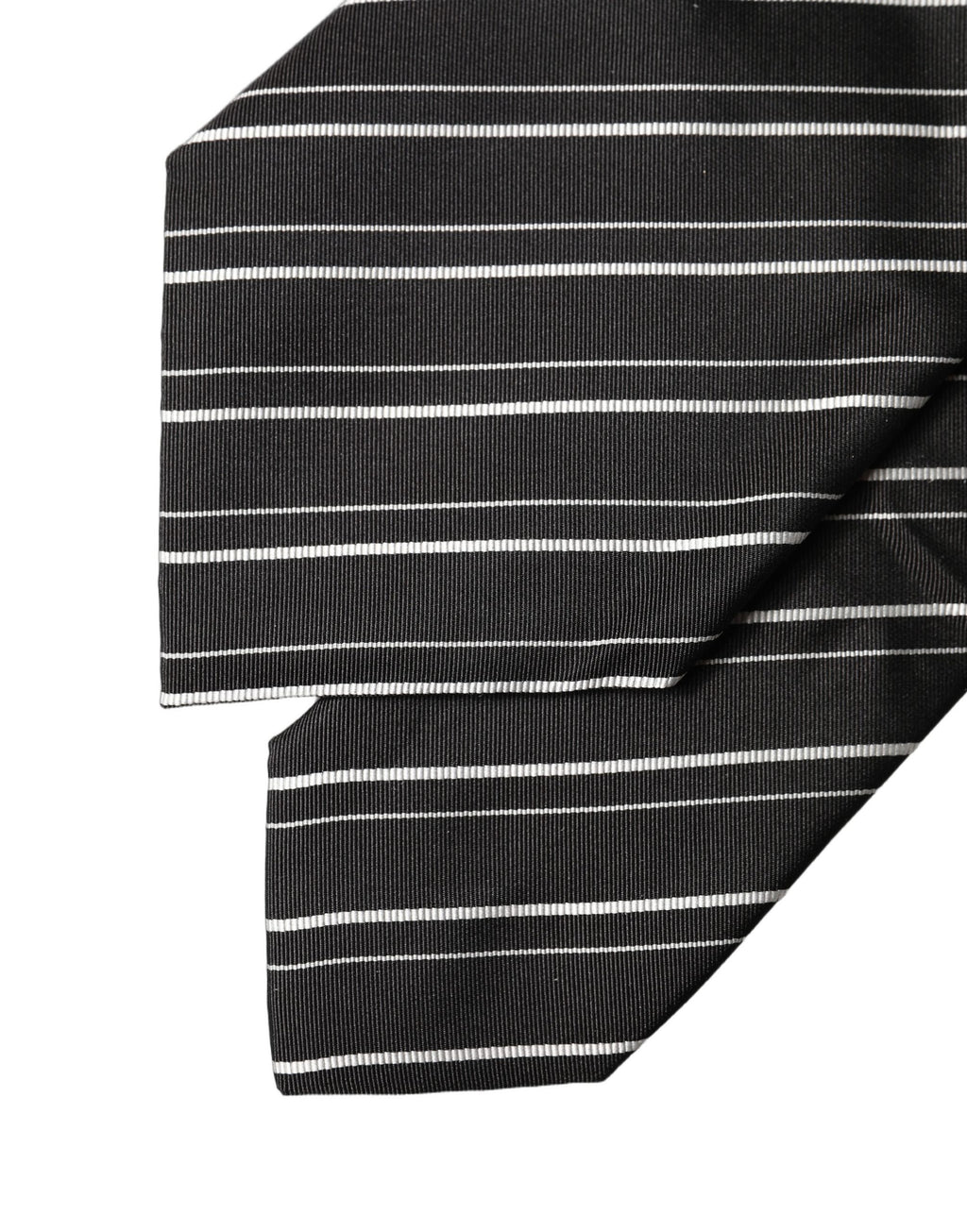 Dolce & Gabbana Dark Gray White Stripes Silk Adjustable Women Necktie Tie
