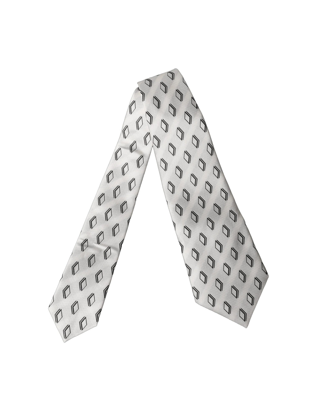 Dolce & Gabbana White Patterned Silk Adjustable Women Tied Necktie Tie