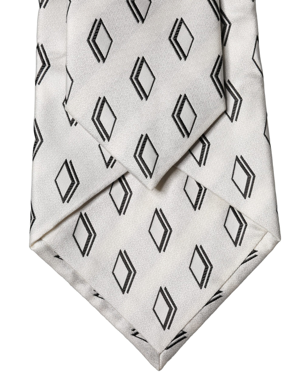 Dolce & Gabbana White Patterned Silk Adjustable Women Tied Necktie Tie
