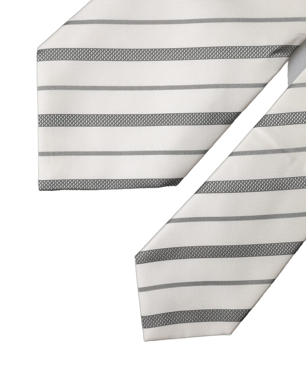 Dolce & Gabbana Gray White Stripes Silk Adjustable Women Necktie Tie