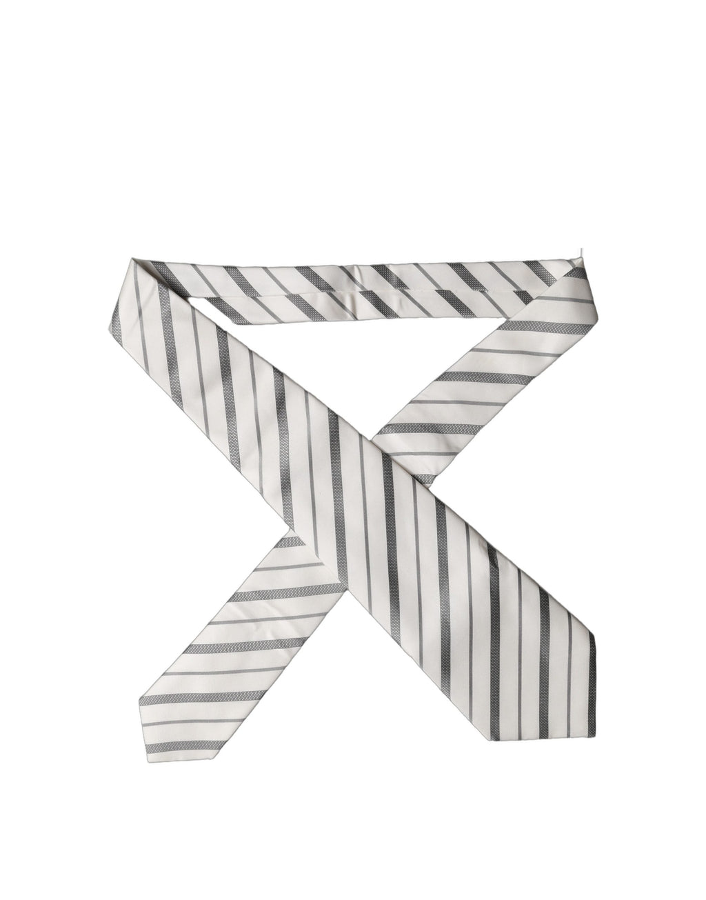 Dolce & Gabbana Gray White Stripes Silk Adjustable Women Necktie Tie