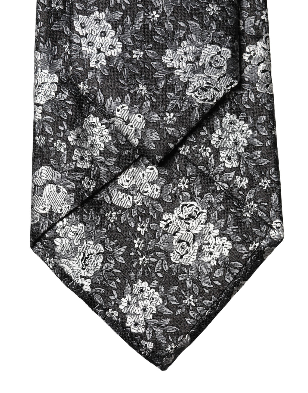 Dolce & Gabbana Dark Gray White Floral Silk Adjustable Women Necktie Tie