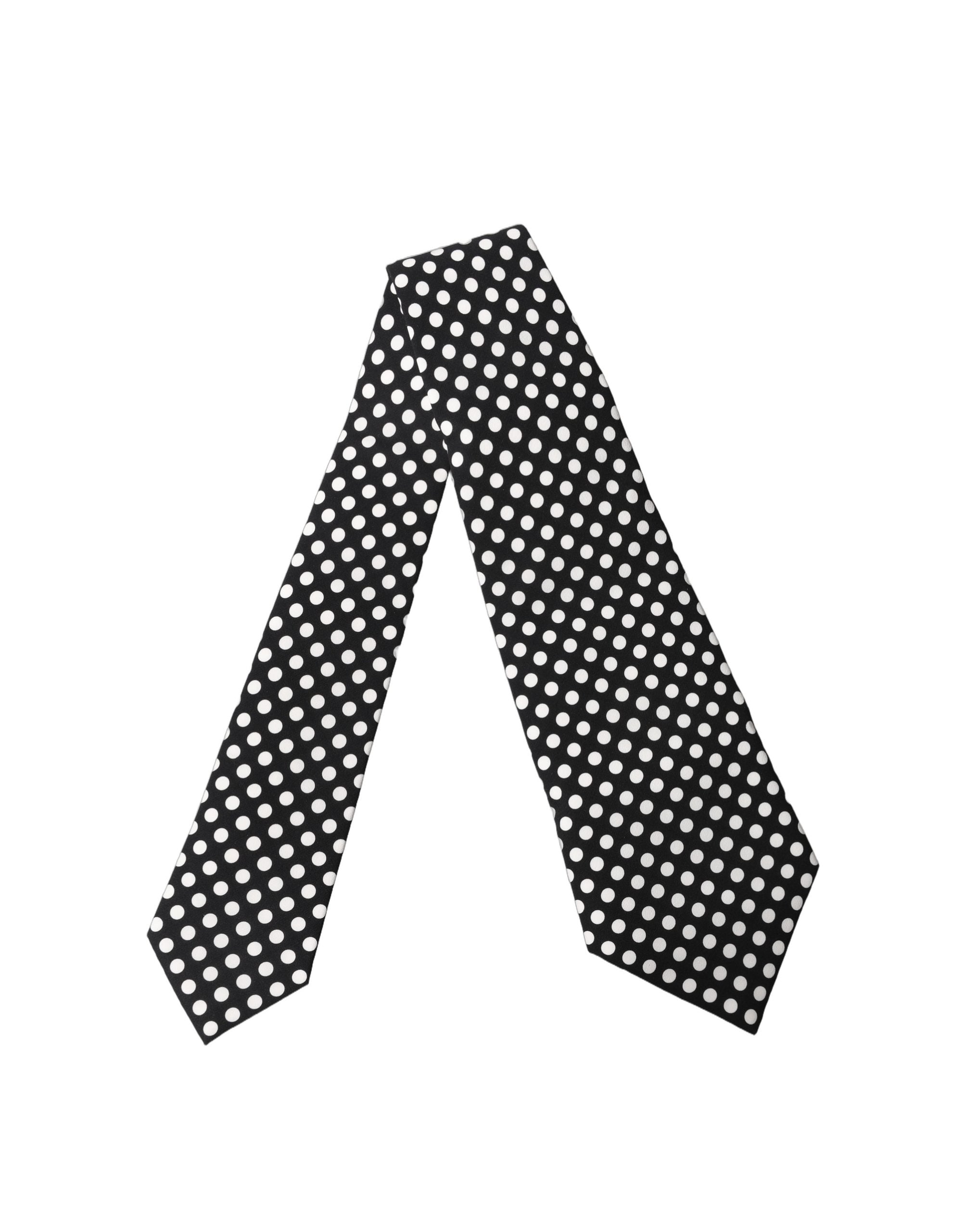 Dolce & Gabbana Dark Gray White Polka Dot Silk Adjustable Women Necktie Tie