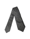 Dolce & Gabbana Dark Gray White Geometric Silk Adjustable Women Necktie Tie