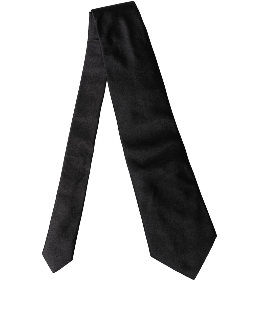 Dolce & Gabbana Black Solid Satin Silk Adjustable Women Necktie Tie