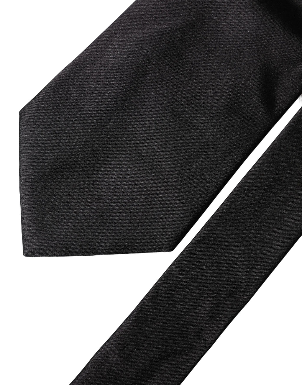 Dolce & Gabbana Black Solid Satin Silk Adjustable Women Necktie Tie