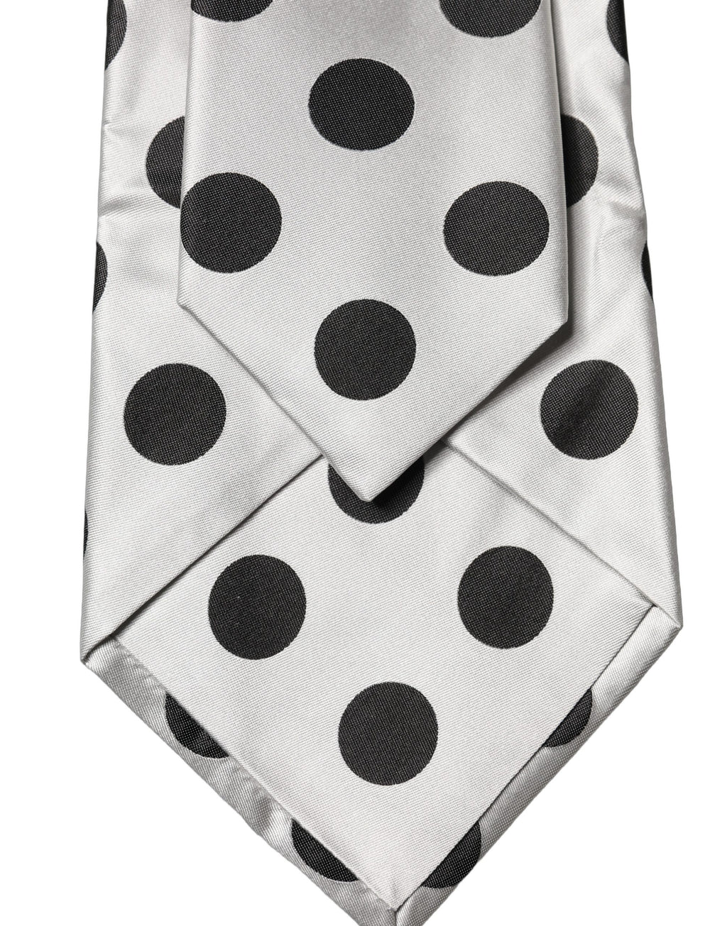 Dolce & Gabbana White Black Polka Dot Silk Adjustable Women Necktie Tie