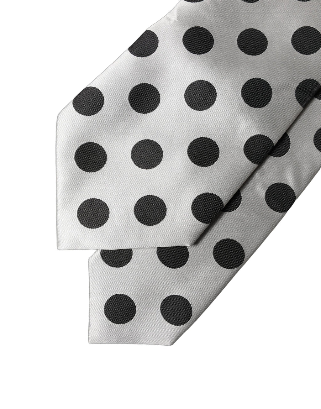 Dolce & Gabbana White Black Polka Dot Silk Adjustable Women Necktie Tie