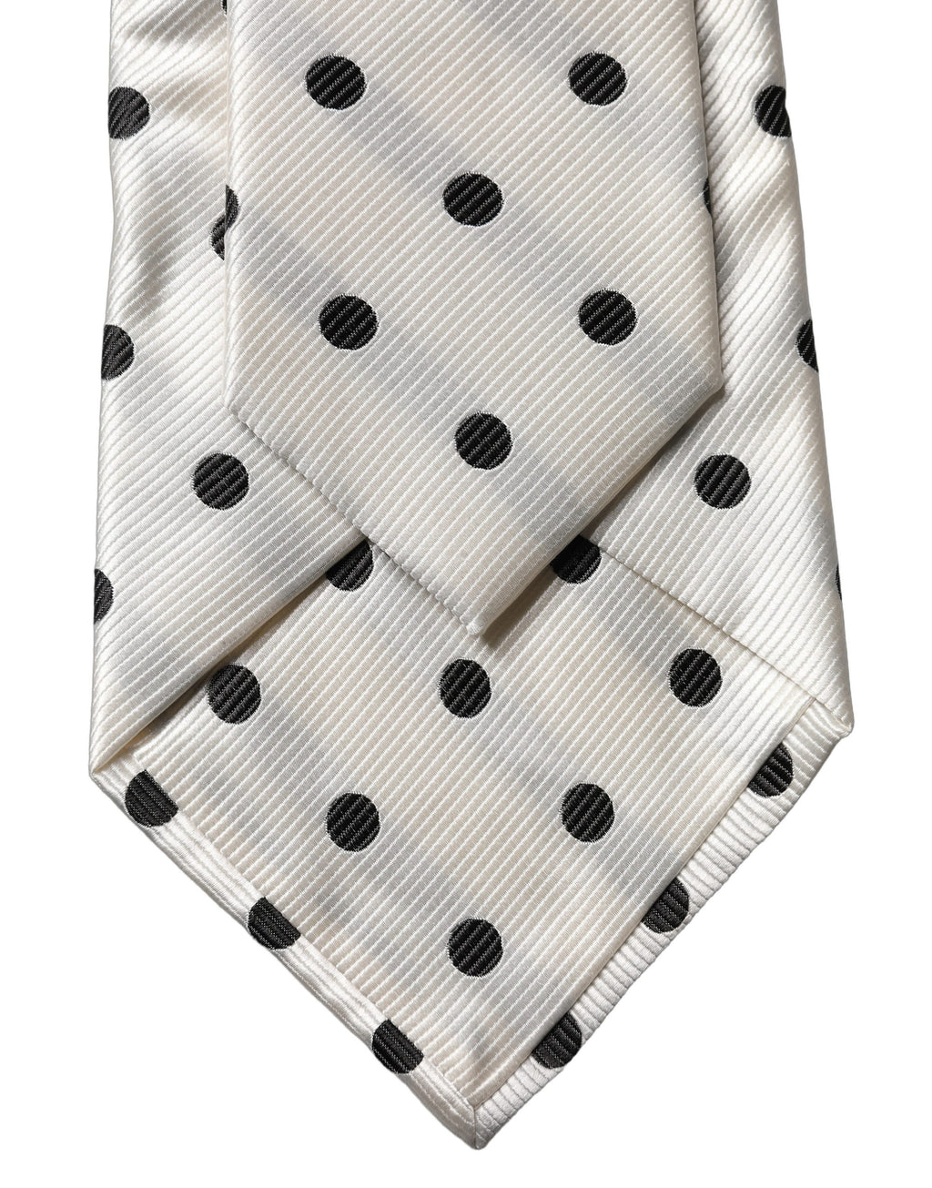 Dolce & Gabbana White Black Polka Dot Silk Adjustable Women Necktie Tie