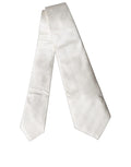 Dolce & Gabbana Off White Geometric Silk Adjustable Women Necktie Tie