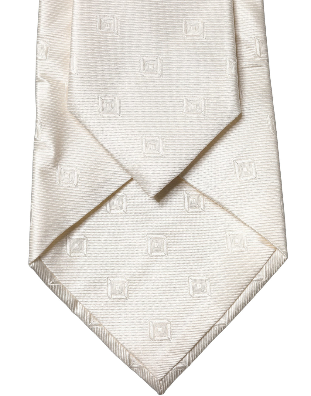 Dolce & Gabbana Off White Geometric Silk Adjustable Women Necktie Tie