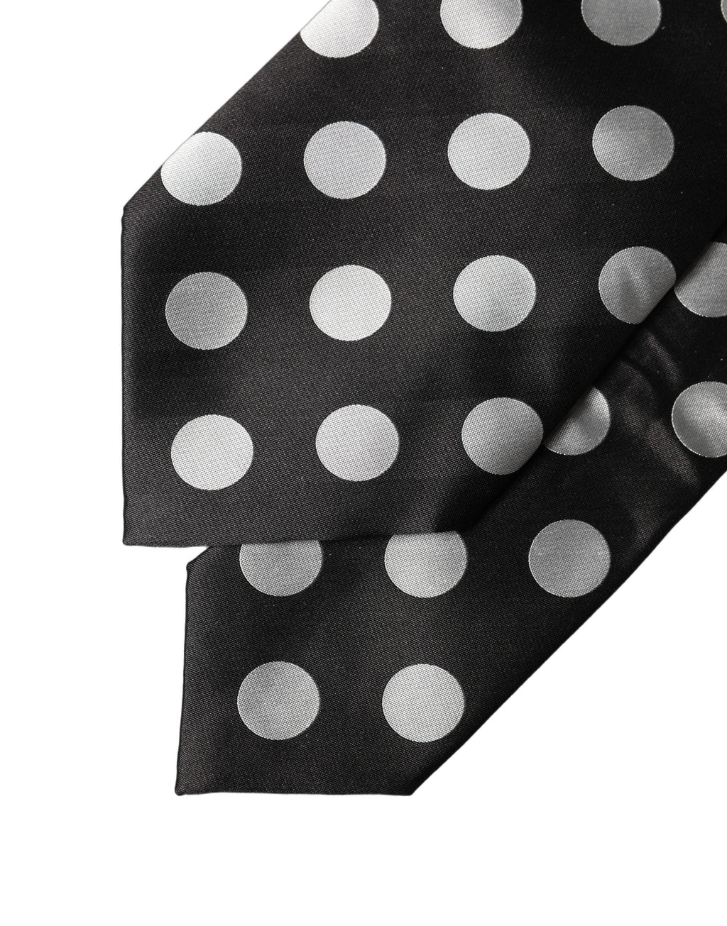 Dolce & Gabbana Dark Gray White Polka Dot Silk Adjustable Women Necktie Tie