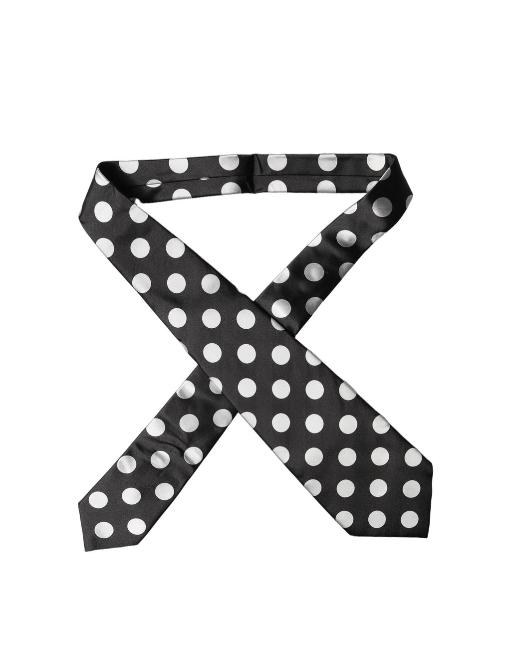 Dolce & Gabbana Dark Gray White Polka Dot Silk Adjustable Women Necktie Tie