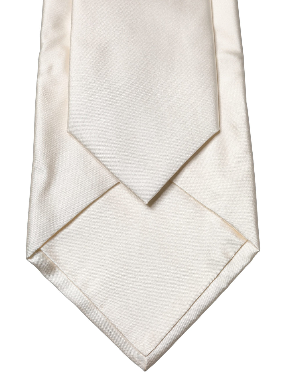 Dolce & Gabbana Off White Solid Silk Adjustable Women Tied Necktie Tie