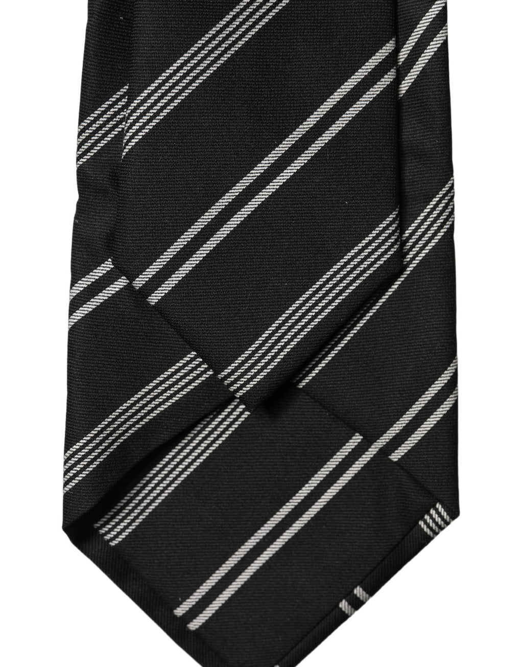 Dolce & Gabbana Dark Gray White Stripes Silk Adjustable Women Necktie Tie