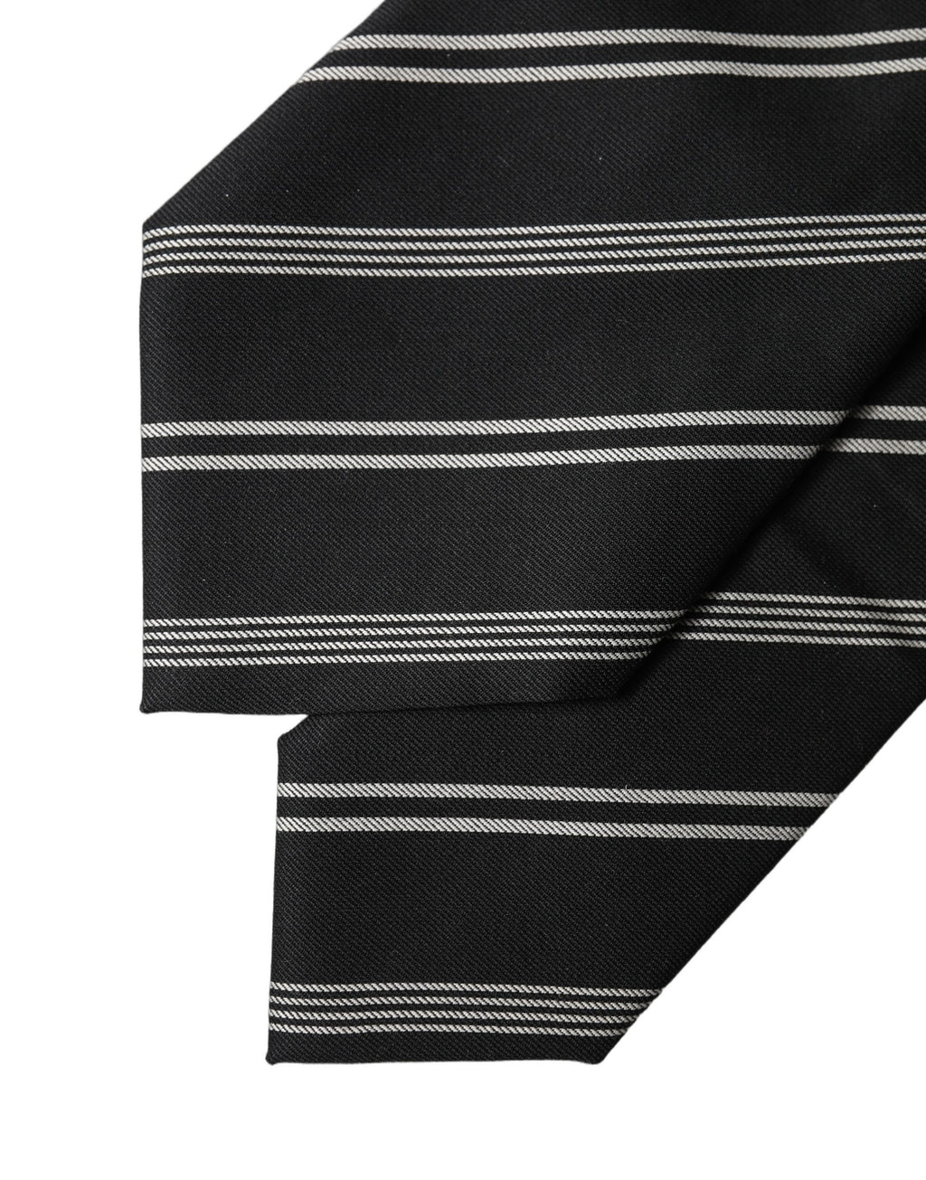 Dolce & Gabbana Dark Gray White Stripes Silk Adjustable Women Necktie Tie