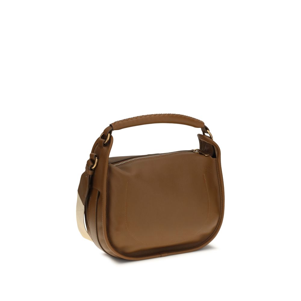 Sac à main Burberry Bos Taurus en cuir de veau marron, sac d'épaule élégant avec détails de luxe.