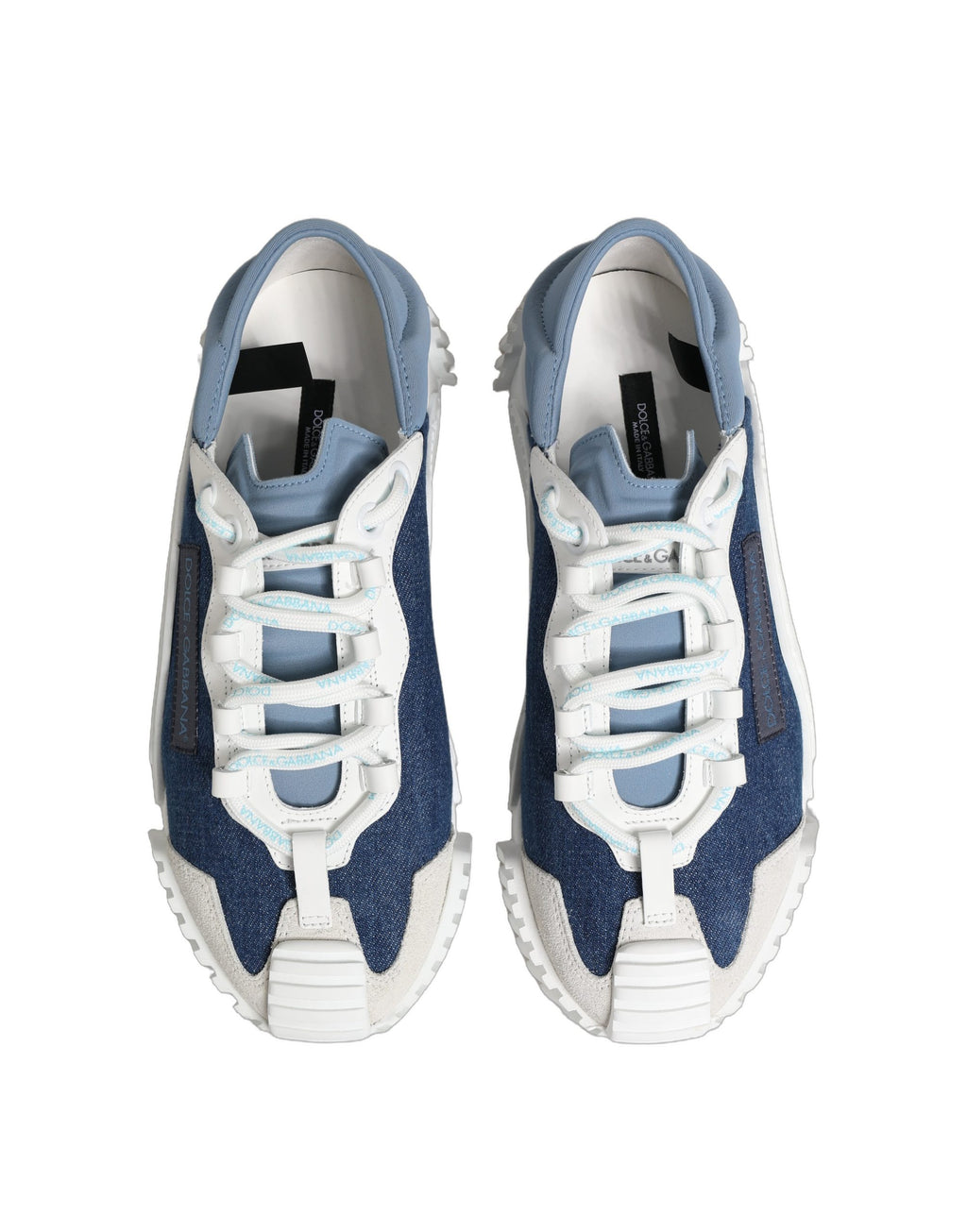 Chaussures sneakers basses Dolce & Gabbana NS1 en bleu et blanc, vue de face.