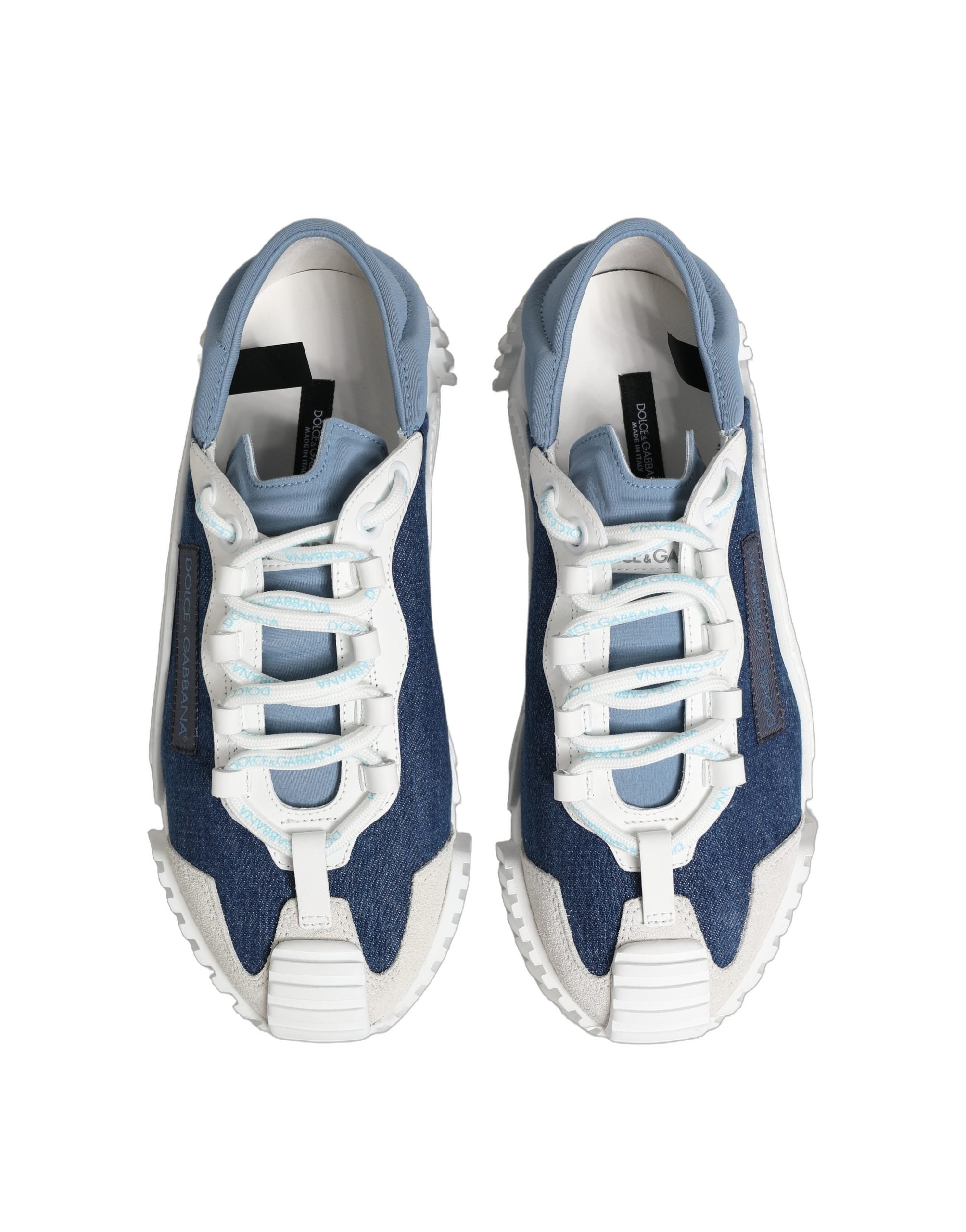 Chaussures sneakers basses Dolce & Gabbana NS1 en bleu et blanc, vue de face.