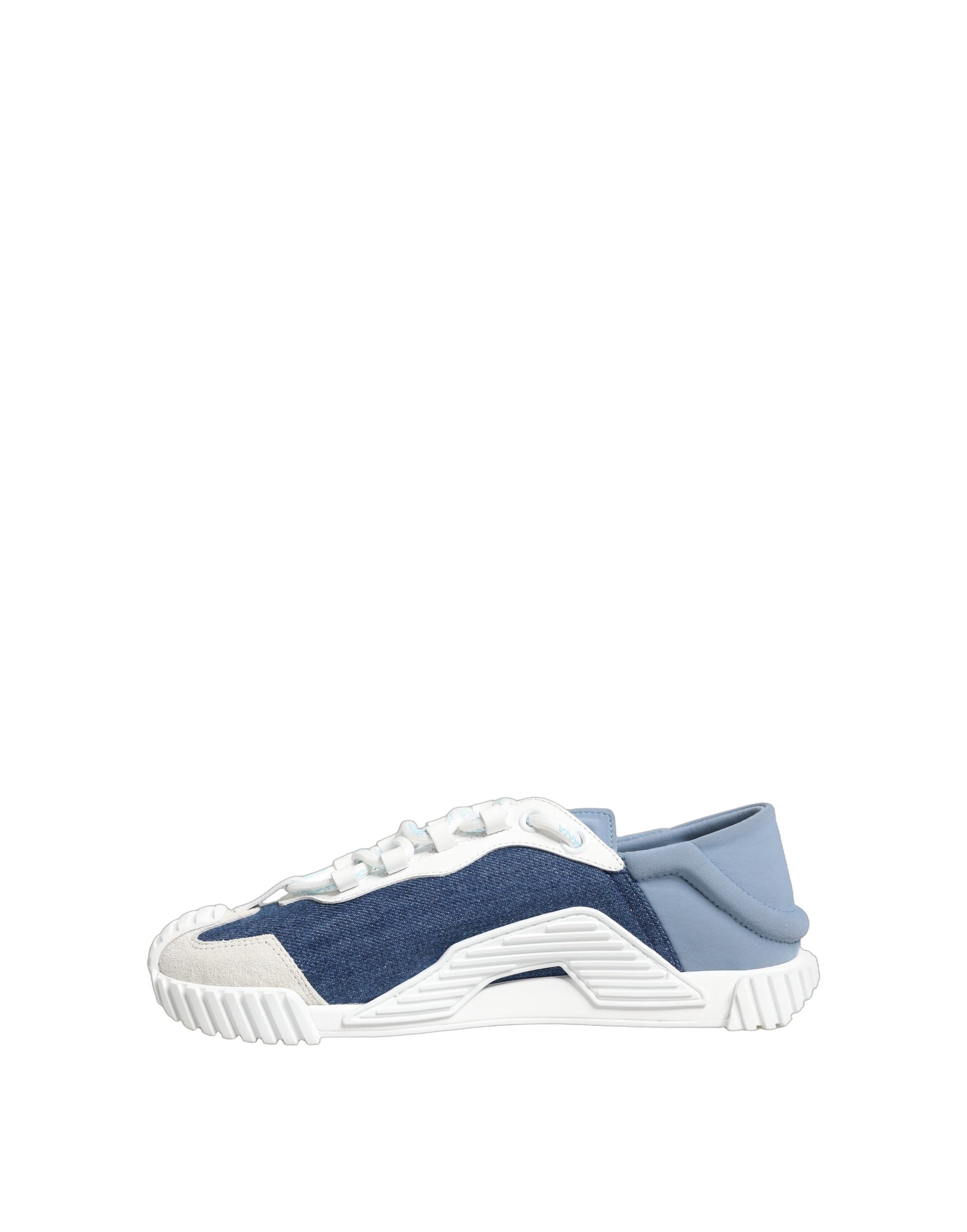Chaussures sneakers basses Dolce & Gabbana NS1 bleues et blanches, design moderne et élégance, vue de face.