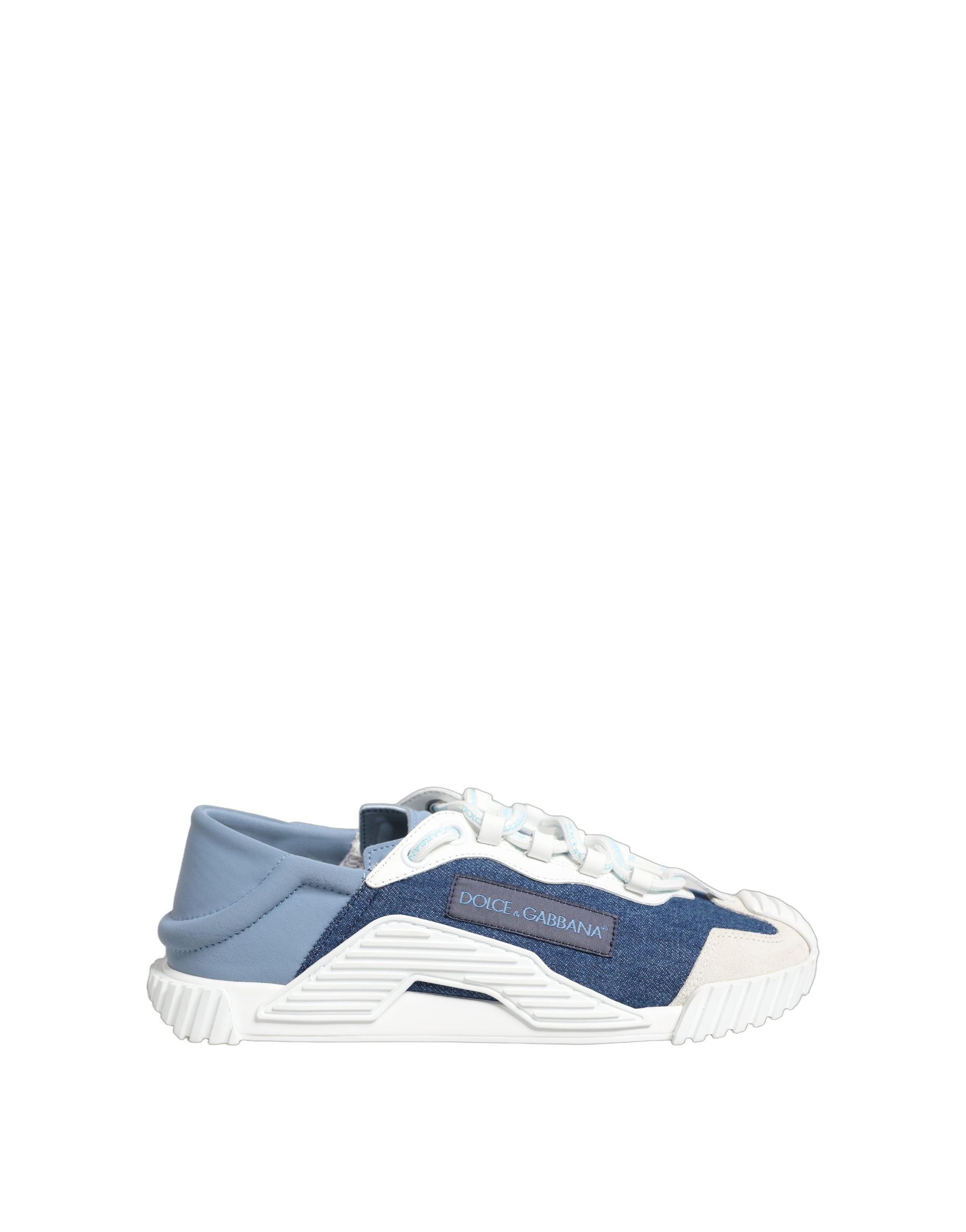 Chaussures sneakers basses Dolce & Gabbana NS1 bleu et blanc, style décontracté et tendance, vues de face.