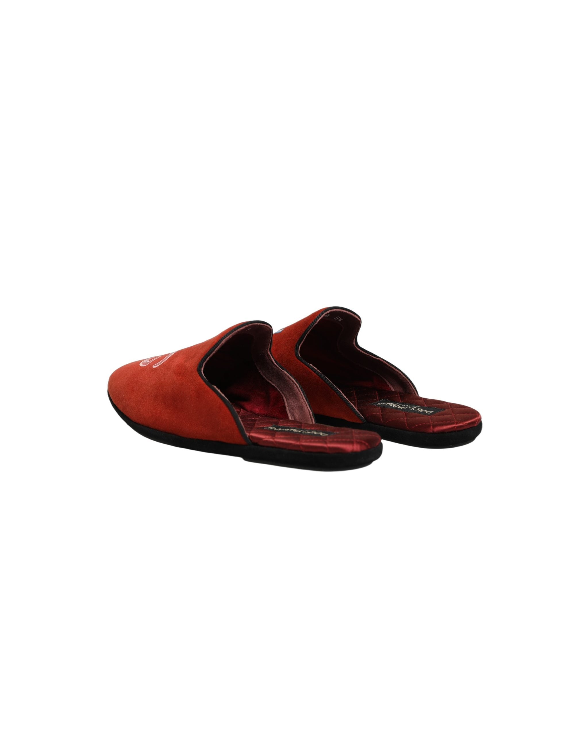 Chaussures maison en daim rouge Dolce & Gabbana DG King pour homme, slippers confortables et élégants.