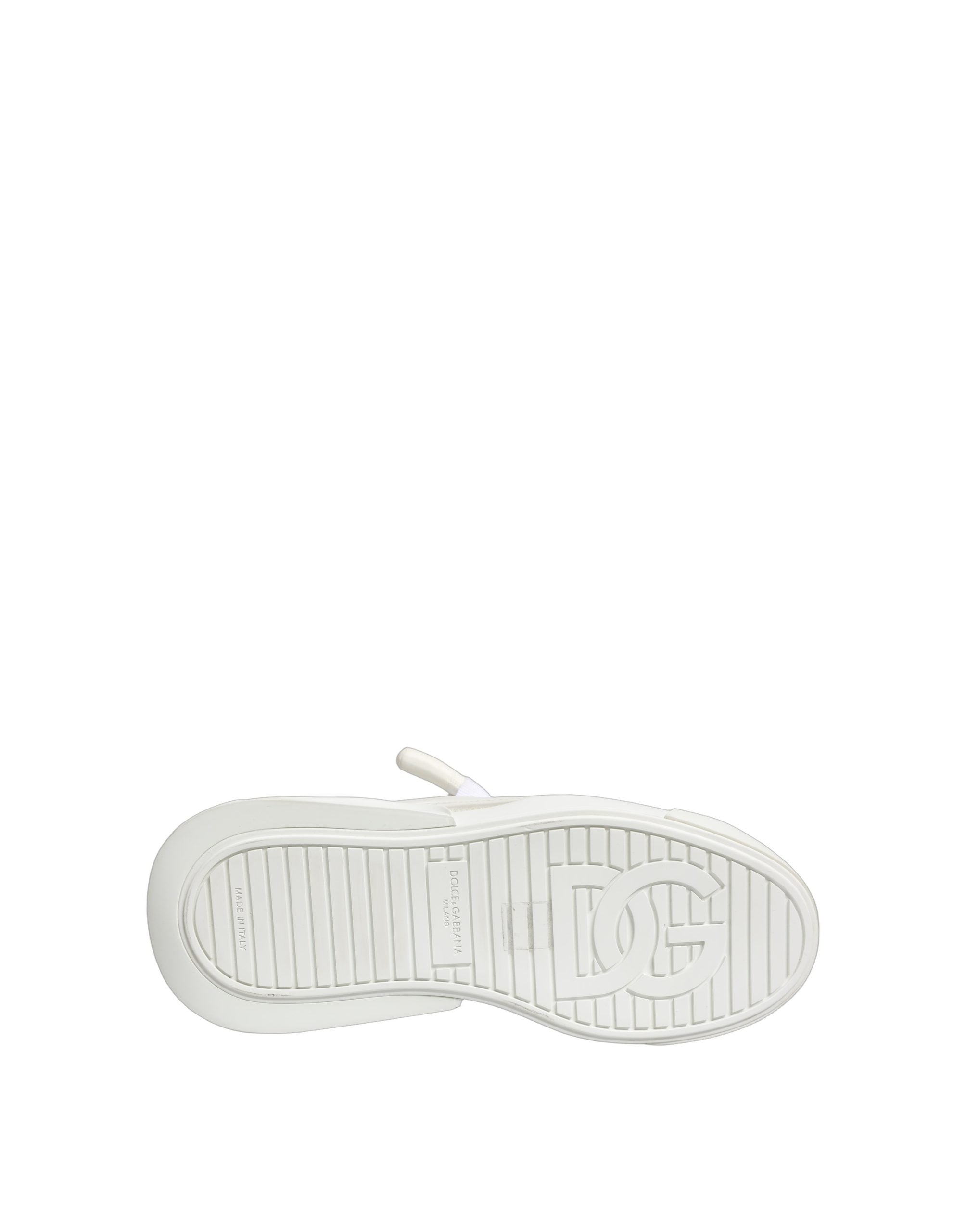 Chaussures basses en cuir de veau blanc Dolce & Gabbana, sneakers élégants pour homme ou femme.