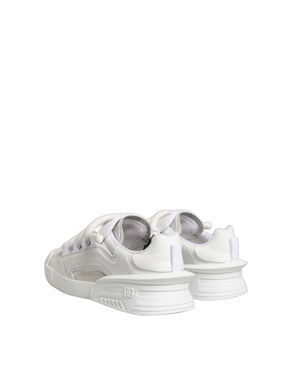 Chaussures sneakers basses en cuir de veau blanc de Dolce & Gabbana, style élégant et confort pour homme.