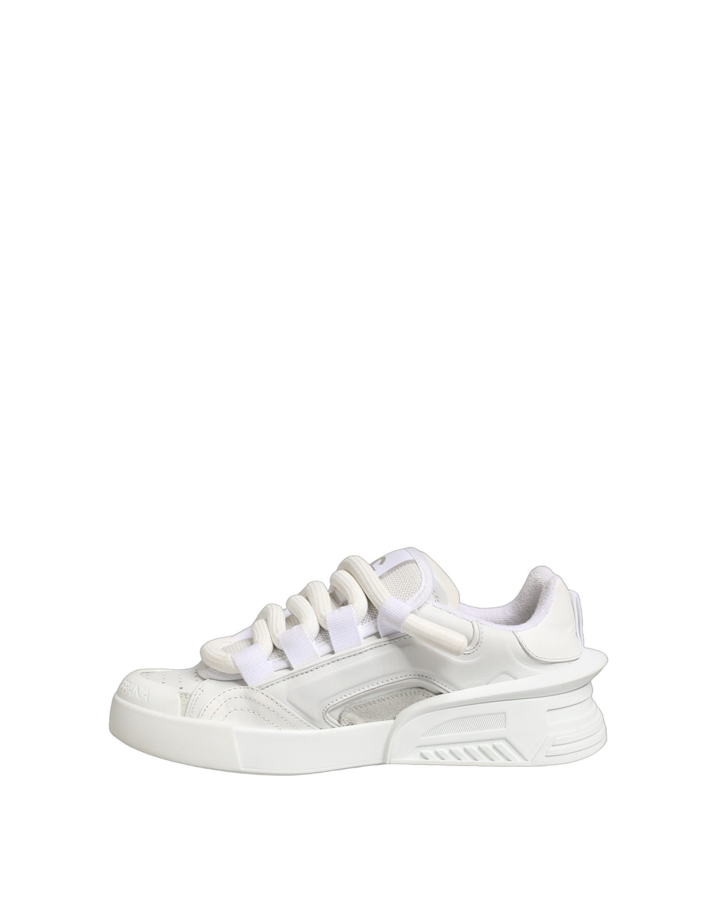 Chaussures sneakers basses en cuir de veau blanc de Dolce & Gabbana, chaussures de mode élégantes pour homme.