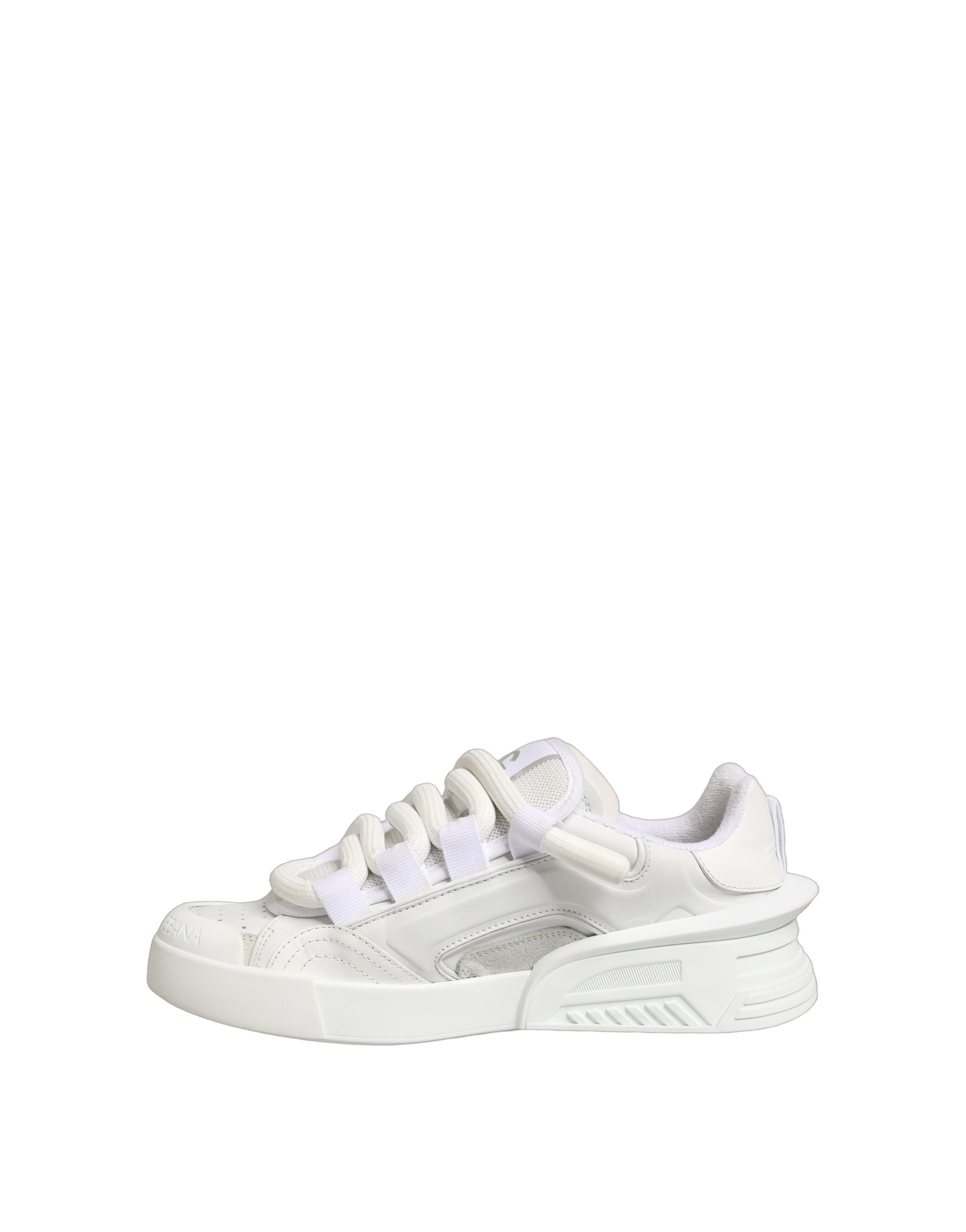 Chaussures sneakers basses en cuir de veau blanc de Dolce & Gabbana, chaussures de mode élégantes pour homme.