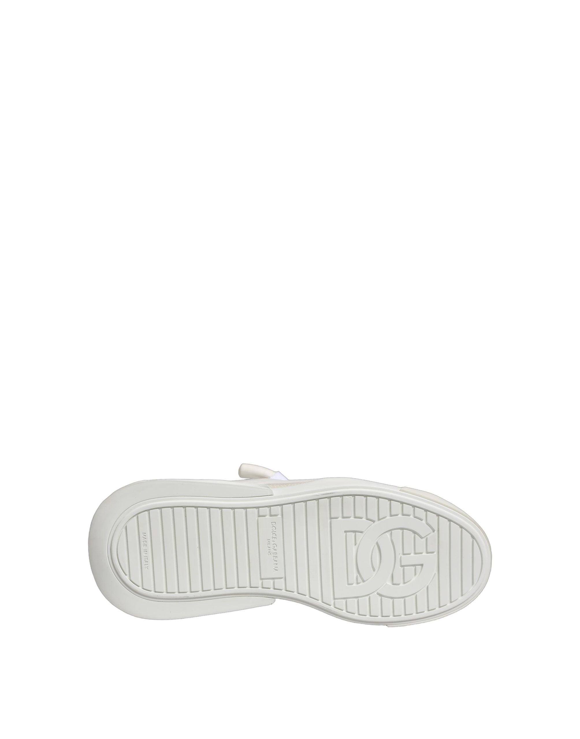 Chaussures sneakers basses en cuir de veau blanc de Dolce & Gabbana, élégantes et confortables.