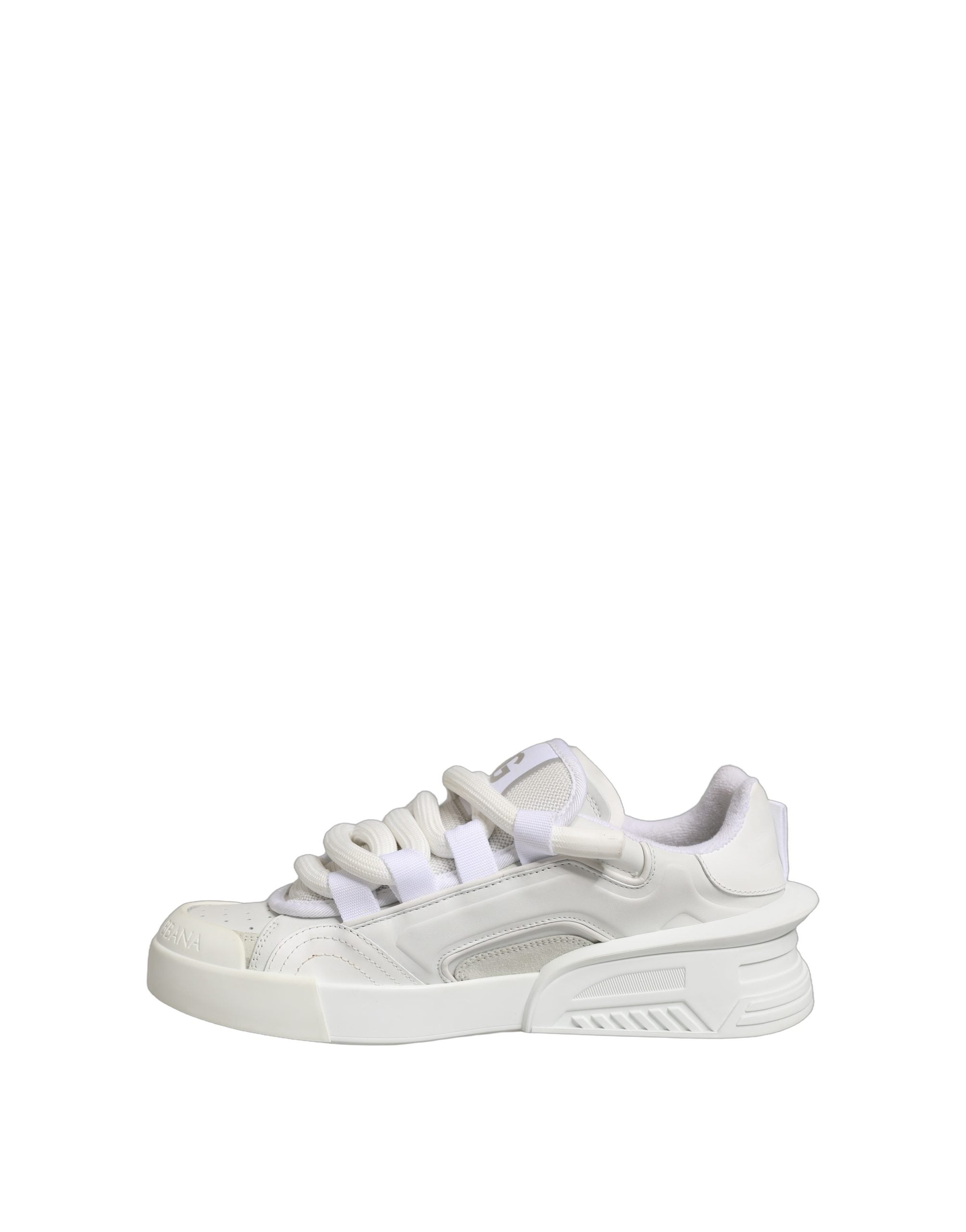 Chaussures Dolce & Gabbana sneakers basses en cuir de veau blanc, style décontracté et élégant pour homme.