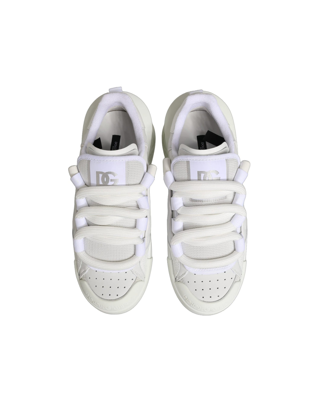 Chaussures Sneakers basses en cuir de veau blanc Dolce & Gabbana, style élégant et confortable pour homme.