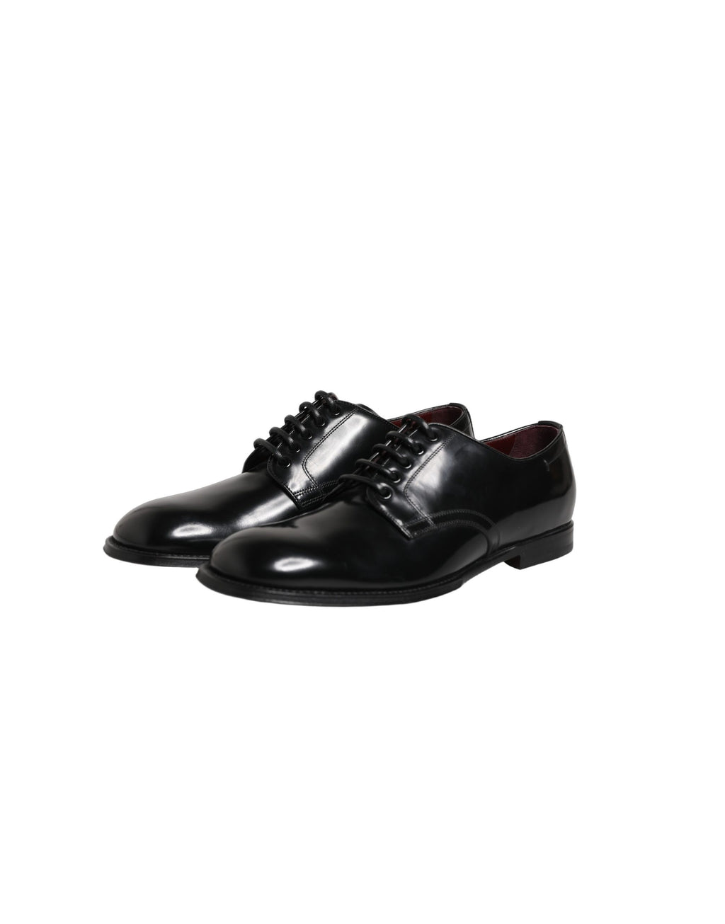 Chaussures Derby en cuir de veau noir de Dolce & Gabbana pour hommes, élégantes chaussures de ville en cuir noir.