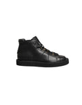 Bottes homme en cuir noir Dolce & Gabbana avec lacets, ankle boots élégants et classiques, vue de face sur fond neutre.