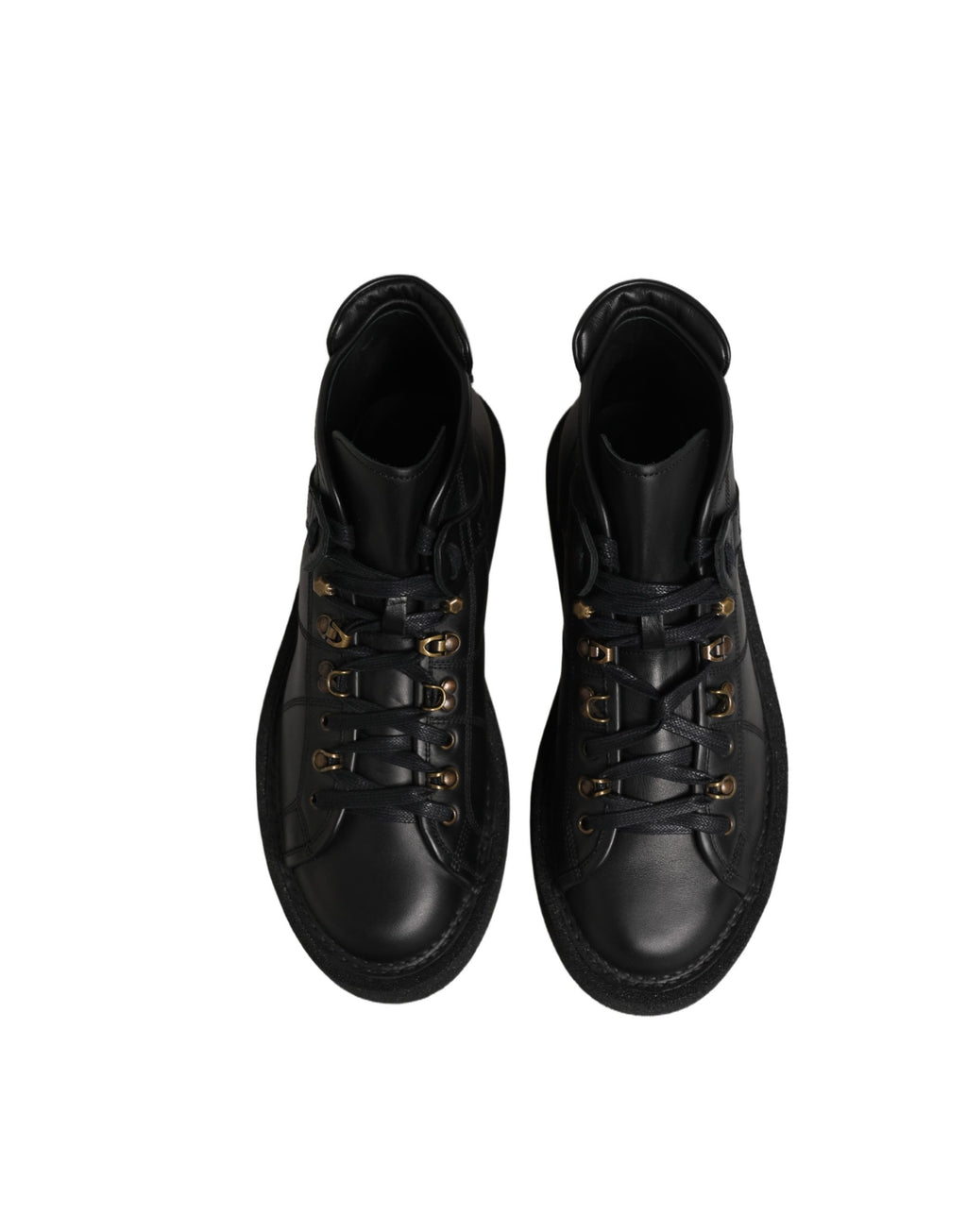 Chaussures pour homme Dolce & Gabbana en cuir noir, bottines à lacets et ankle boots élégantes.